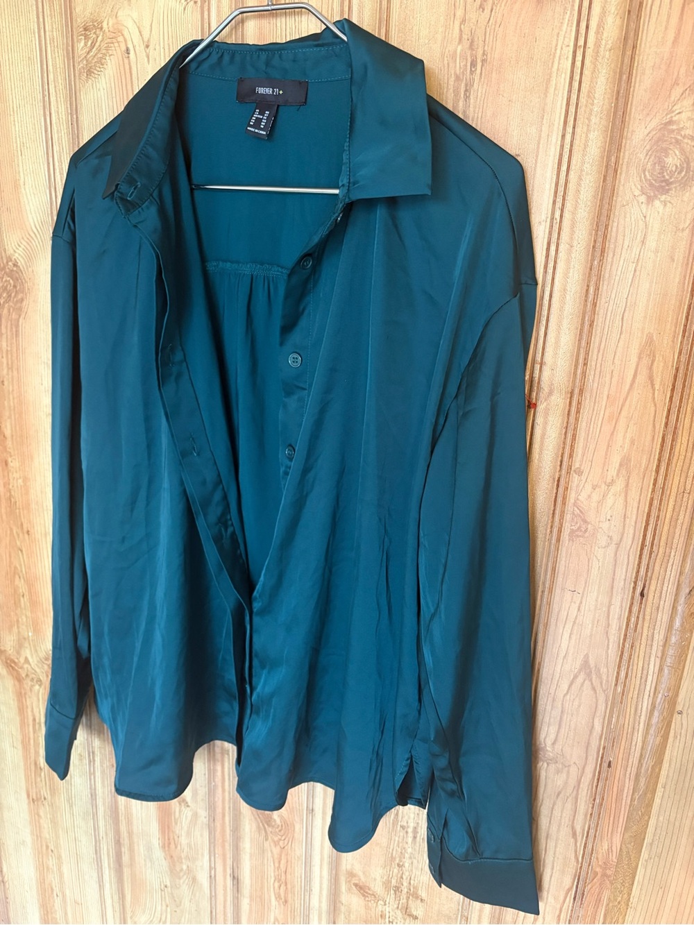 Forever 21 woman’s green Long-Sleeve Button-Down Shirt 0X